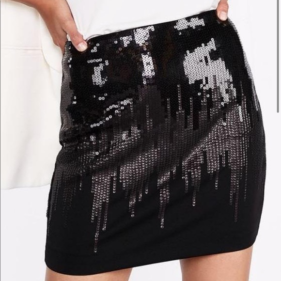 Express Dresses & Skirts - Express black sequins skirt size large NWT